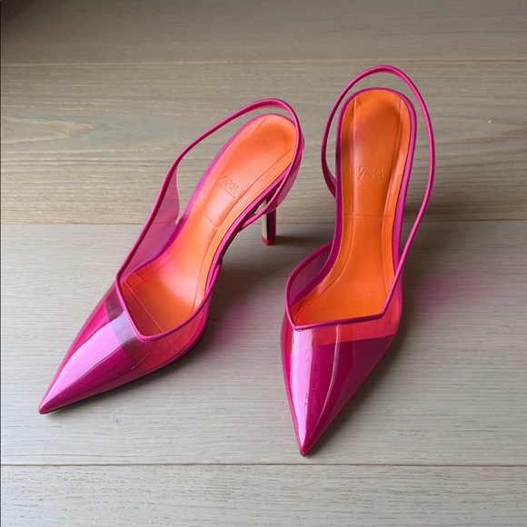 Zara Shoes - Zara Vibrant Pink and Orange Heels size 39/8